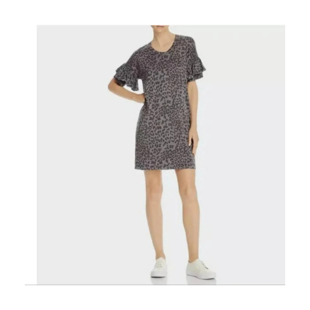 Anthropologie Dress T Shirt SUNDRY Womens Small Leopard Print Flutter Sleeve